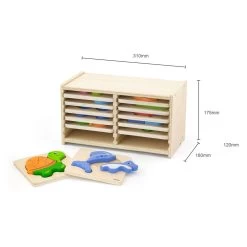 Handy Wooden Block Puzzles - 12 Piece Set With Storage Shelf -Toy Room S1053821 5