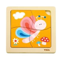 Wooden Mini Flat Puzzle - 12 Piece Set With Storage Shelf -Toy Room S1055544 2