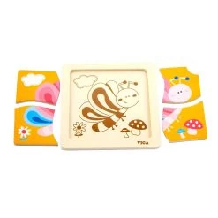 Wooden Mini Flat Puzzle - 12 Piece Set With Storage Shelf -Toy Room S1055544 3