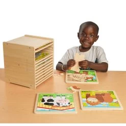 9-Piece Wooden Puzzle - Set Of 12 With Storage Shelf -Toy Room S1055565 4
