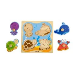 Flat Puzzle With Big Wooden Knob - Animal Set Of 4 -Toy Room S1058437 3