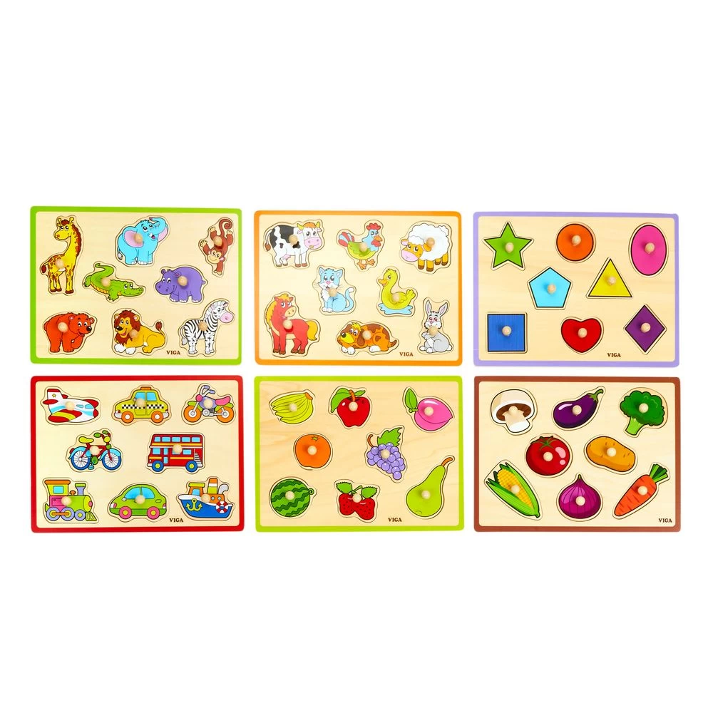 Wooden Flat Puzzles - Set Of 6