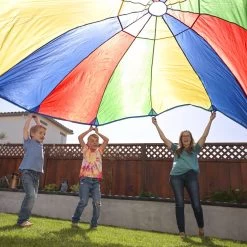 Excellerations® Brawny Tough Rainbow Parachute - 12'Dia. -Toy Room S285001 1