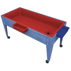 Sand And Water Activity Center - Solid Red Liner With 4 Casters - Blue