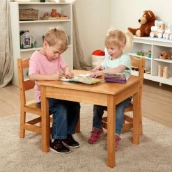 Melissa & Doug Wood Table And Chairs 3-Piece Set -Toy Room S695951 2