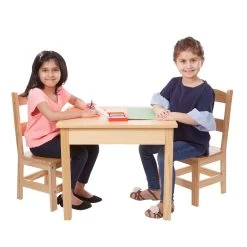Melissa & Doug Wood Table And Chairs 3-Piece Set -Toy Room S695951 4