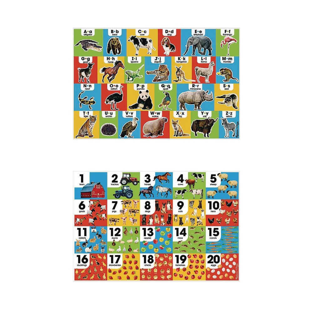 Melissa & Doug Animal Alphabet And Farm Number Floor Puzzles Set Of 2