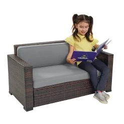 Excellerations® Outdoor Wicker Sofa (Preschool Height) -Toy Room S703534 1