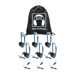 HamiltonBuhl Sack-O-Phones - 6 Pack: Headset With In-Line Microphone And Volume Control