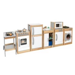 Excellerations® Sustainably Harvested Rubberwood Modern Play Kitchen Set -Toy Room S993393 1