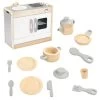 Excellerations® Sustainably Harvested Rubberwood Modern Play Combination Kitchen & Accessories -Toy Room S993470