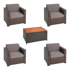 Excellerations® Outdoor Wicker Set - 4 Chairs & Table (School Age Height)